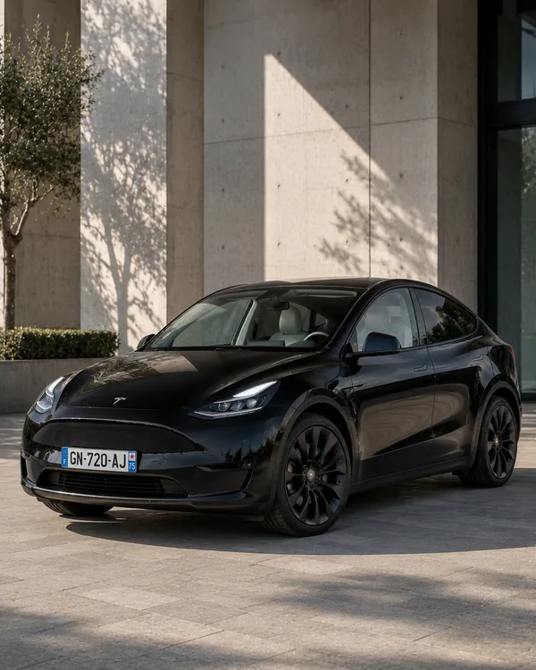 Tesla Model Y noire avec chauffeur privé VTC à Marseille — catégorie Business