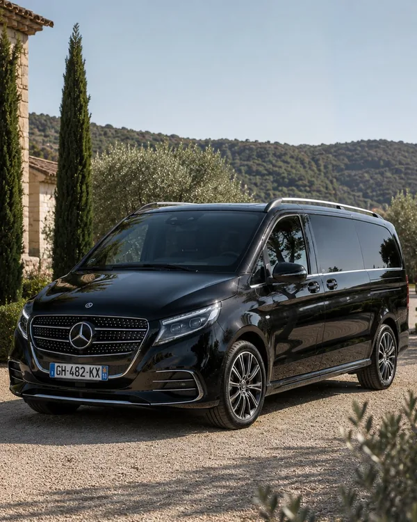 Van Mercedes Classe V noir avec chauffeur en Provence — jusqu'à 8 passagers
